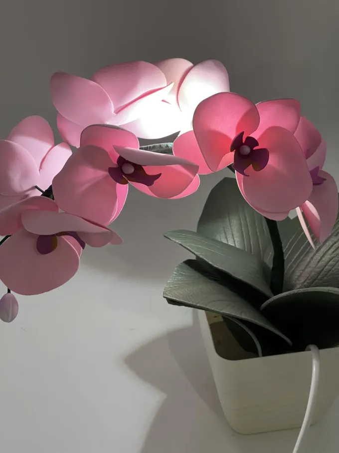 Декоративна лампа Орхідея в рожевому кольорі