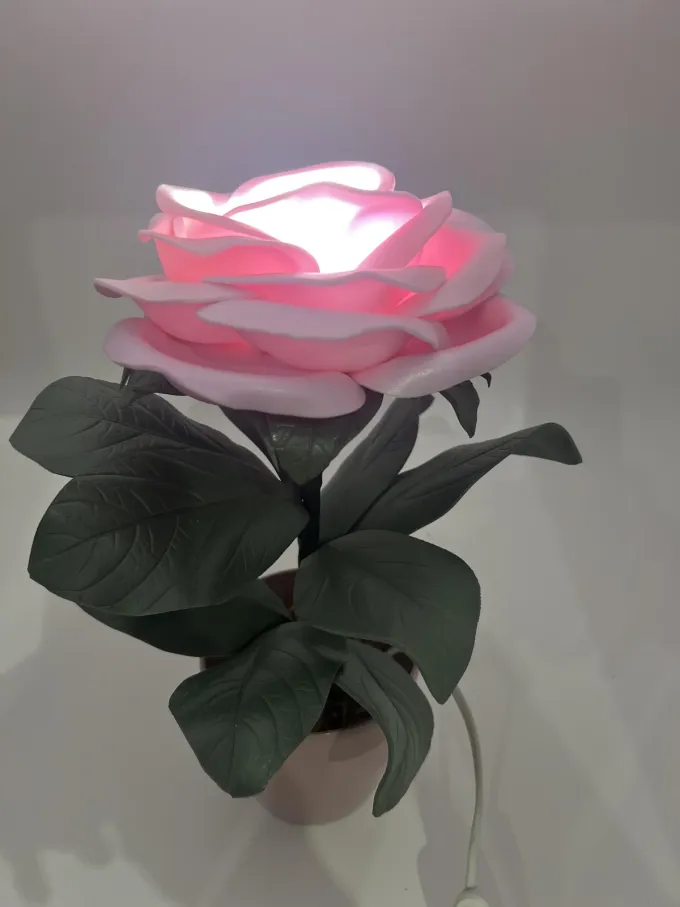 Світильник Троянда в розовому кольорі