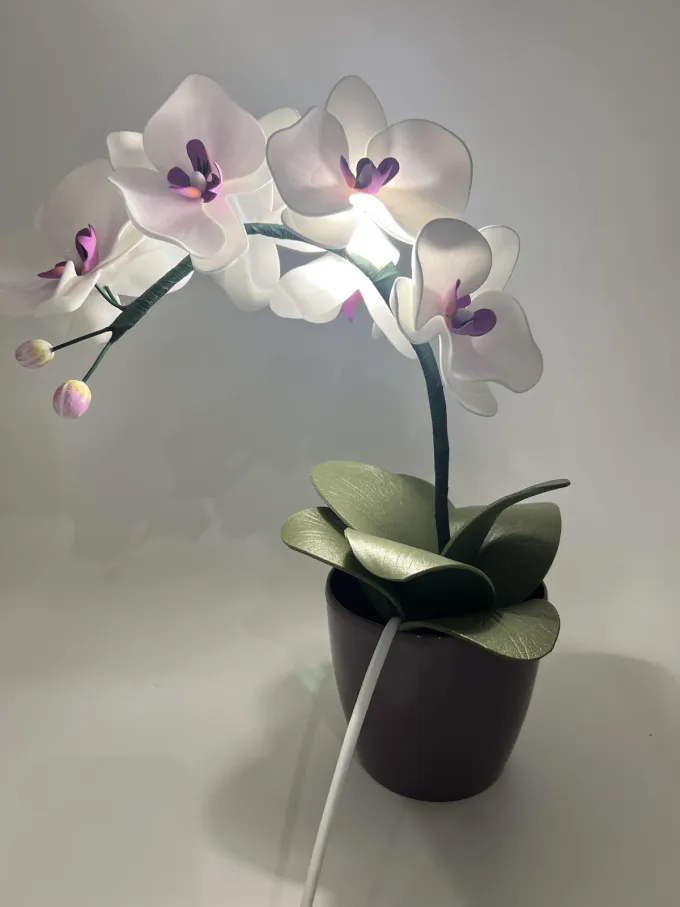 Декортивна лампа Орхідея на одну гілочку с лавндовою серединкою