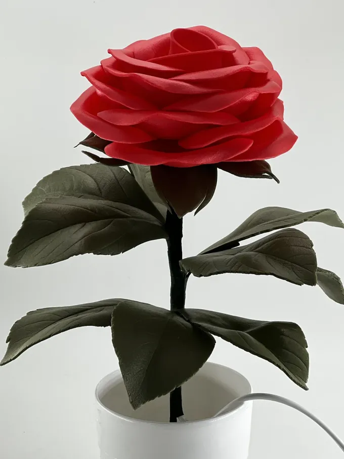 Світильник Троянда в червоному  кольорі